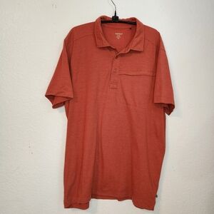 Toad&Co Brick Red Polo‎ With Zipper Chest Pocket Shirt, Size L